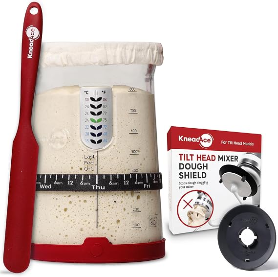 Ultimate Sourdough Baking Kit - Dough Hook Shield & Pro Sourdough Bread Starter Jar