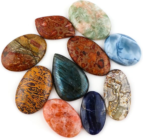 250+ cts Cabochon Mix Gemstone Flat Back Crystals, Wholesale Stone, Bulk Gemstone, Cabochon Crystals, Polished Stones, Jewelry Making Supply, DIY Stone, AA+ (4 Pcs) (20-30MM)
