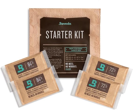 Boveda Starter Kit: Season+Maintain 50-Ct Wood Storage Box, 2x84% + 2x72%