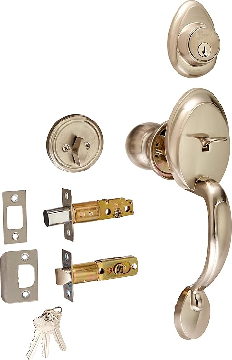 Constructor Comfort Entry Lock Set with Door Lever Handle, Satin Nickel