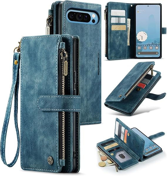 Google Pixel 10 Pro XL 5G Wallet Case with Card Holder,Blue