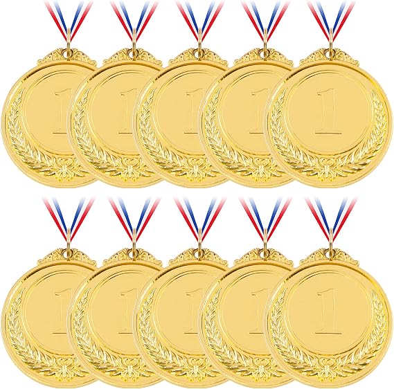 Hilitchi 10Pcs Award Medals - Olympic Style Winner Medals Medals with Ribbon