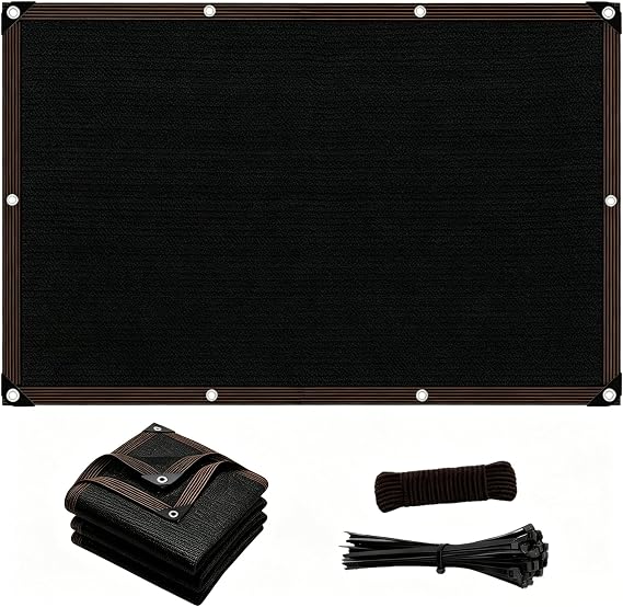 Shade Cloth with Grommets, Black Pergola Shades Cover, 6.5 x 10 FT 90% UV Block Privacy Screen Shade Cloth for Outdoor Patio Garden