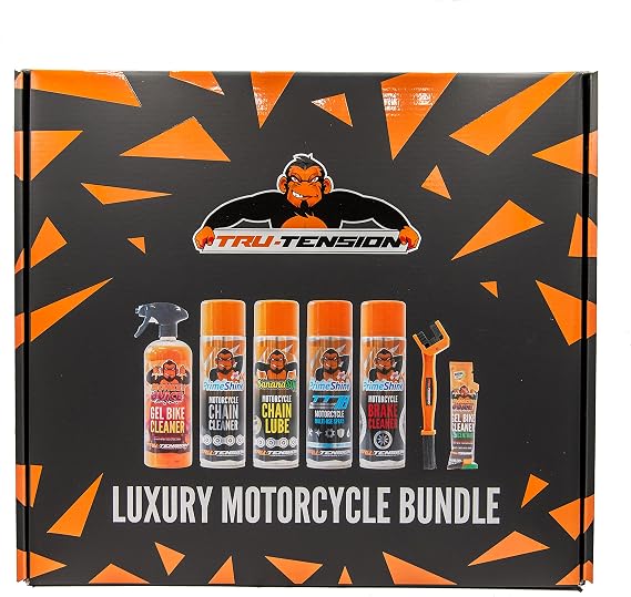 Tru-Tension | Luxury Motorcycle Bundle | Ultimate Clean & Lube Bundle | Motorcycle Tools & Accessories | 7 Piece Motorcyle Kit
