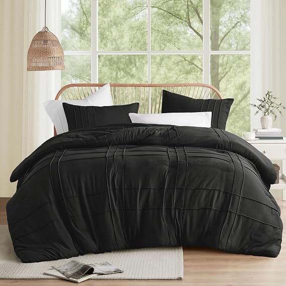 Comfort Spaces Porter Soft Twin/Twin XL Comforter Set, Black, 2 Piece