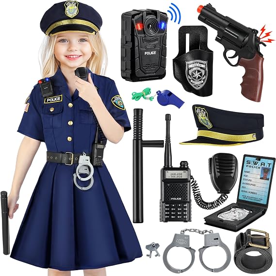 Loscola Police Costume for Girls Kids, Police Officer Costumes for Girl
