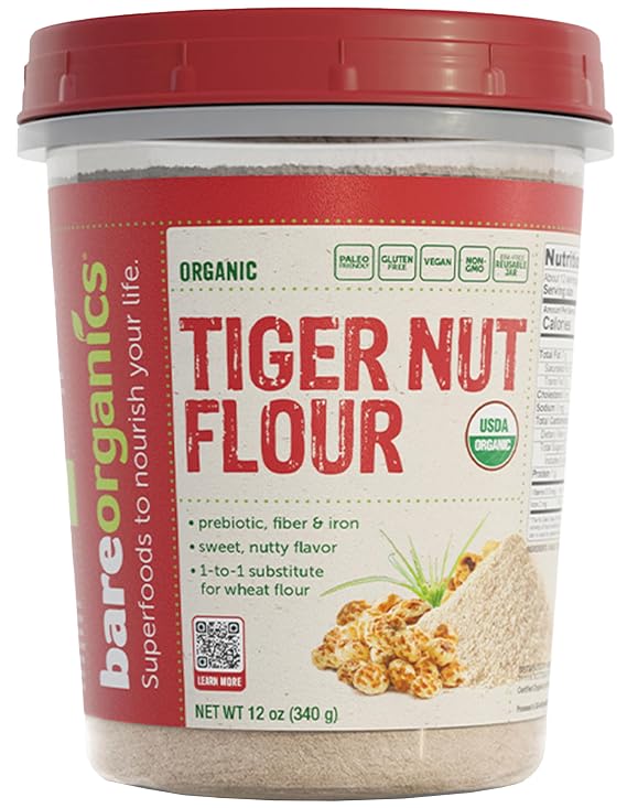 BareOrganics Tiger Nut Flour Organic Paleo Baking Flour Alternative | Gluten Free, Grain Free, Dairy Free, Vegan | 12 Oz
