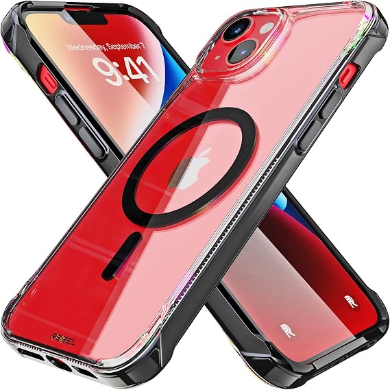 Phone REBEL Clear Case for iPhone 14 Plus [Crystal Series Gen-4] Strong MagSafe Compatible, Anti-Scratch, Non-Yellowing, Protective Shockproof Bumpers, Metal Buttons, 6.7 in 2023 Cover (Crystal Black)