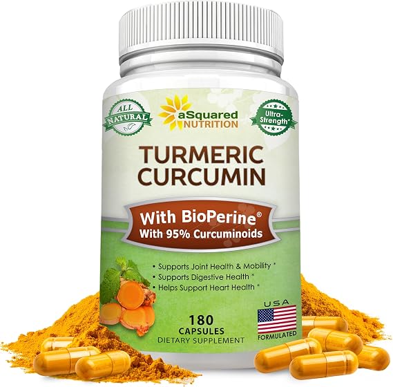 Turmeric Curcumin Supplement with Black Pepper Extract - 180 Capsules