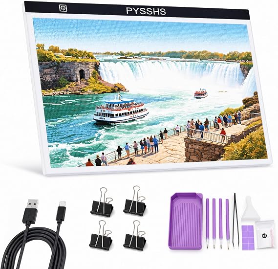 Large A2 LED Light Pad for Diamond Art Painting & Tracing, USB-Powered Light Board with 3 Brightness Levels - Includes Clips & Painting DIY Tools Kit
