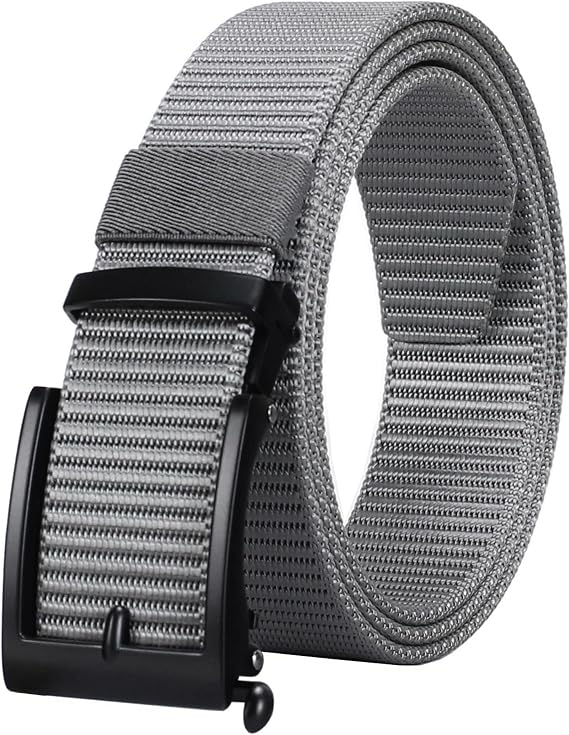 Mens Webbing Nylon Belt Adjustable Slide no Ratchet Golf Click Belts for Men