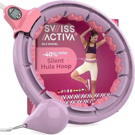 Swiss Activa+ Infinity Hoop Smart Weighted Hula Hoop - Smart Hula Hoop Fit- Exercise Hoola Hoop Exercise Equipment- Adult Hula Hoops for Exercise- Hula Hoops for Women Weight Loss
