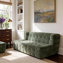 Modern Boneless Sofa Bed | Modular Cloud Comfort Couch | 3-Seater Compressed Memory Foam Sectional green Sofa | Box Delivery | No Assembly Floor Sofa for Living Room & Balcony(Green, 163cm)