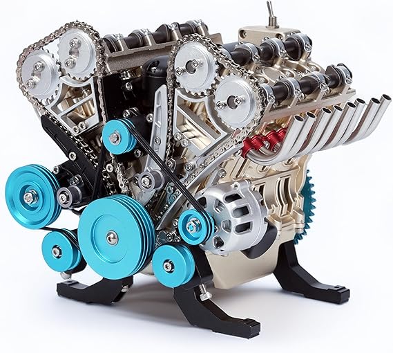 TECHING v8 Engine Model kit That Works Metal Assembly DIY Car Engine Model Kit 500+Pcs Educational Experiment
