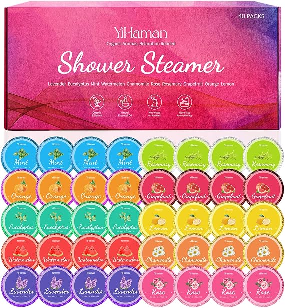 40PCS Shower Steamers Aromatherapy for Women or Men, 10 Scents Shower Bombs | Relaxation with Organic Essential Oils, Birthday Self Care Gift for Women 1 Set
