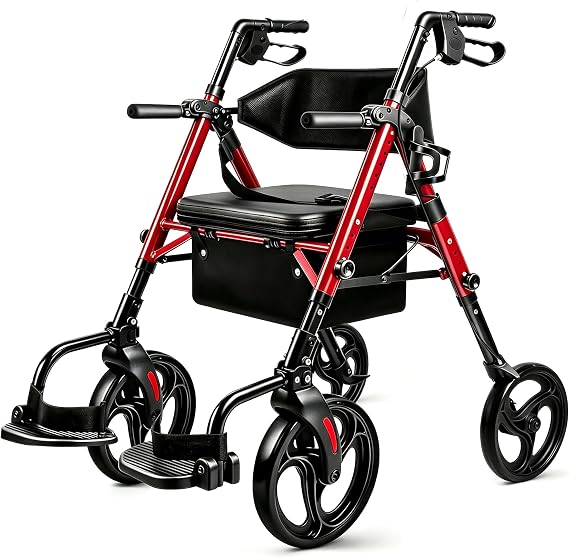 300lb Foldable Rollator Walker for Seniors with seat,Wheelchair for Adults
