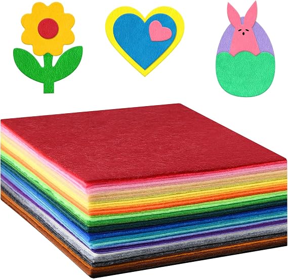 Morcheiong 50 Pcs Felt Fabric Soft Felt Fabric Sheet for Crafts DIY Handcraft Patchwork Nonwoven Sewing Squares (50 Colors, 4 * 4inch)