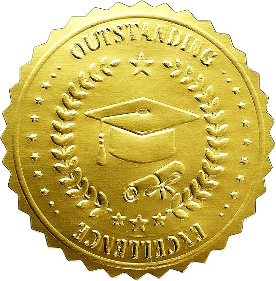 250 Pieces Gold Certificate Seals for Diploma Paper Gold Seal Stickers Award Certificates Foil Stickers 2 Inches Certificate of Completion Diploma Certificate Paper