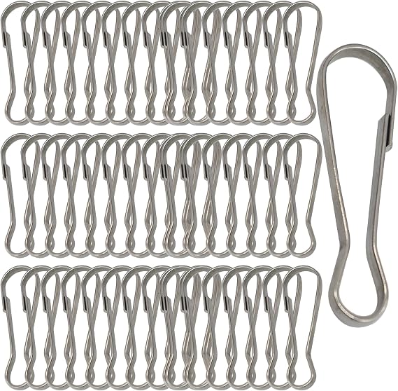 60 pcs Stainless Steel Small Spring Hooks 1inch/25mm Lanyard Clasp Zipper Snap Clips for Key Chain ID Card Badge Holders