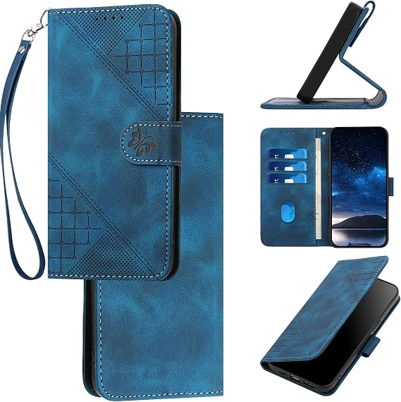 Compatible with Fujitsu Arrows We F-51B Phone Cover,Compatible with FCNT Arrows BZ03 5G Card Slots Kickstand Flip Magnetic Closure Wallet Phone Case Blue