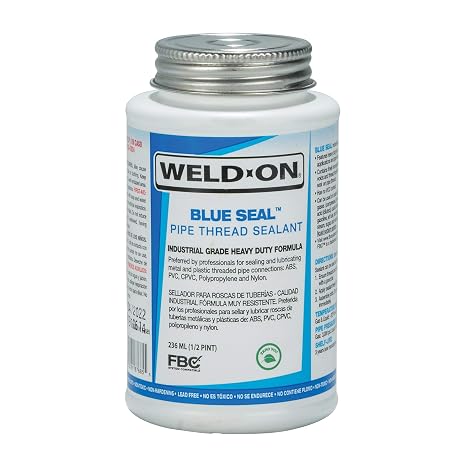 Weld-On Blue Seal Industrial Grade Pipe Thread Sealant, Zero VOC, 1/2 Pint (8 Fl. Oz.)