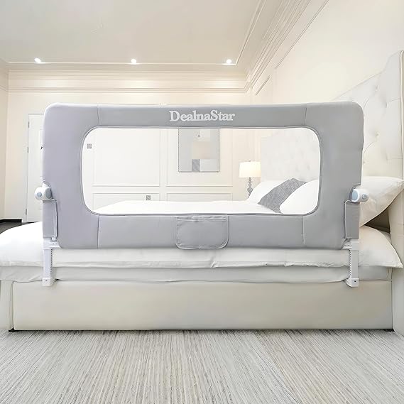 Bed Rail for Toddlers,Foldable Baby Bed Rail-47/120cm Height Adjustable Safety Guard for Kids, Universal Fit Twin/Full/King/Queen Beds.