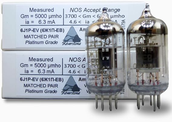 7-pin 6J1P-EV (61-EB) NOS Vacuum Tubes, One Pair Fully-Tested and Matched (5% for IP and Gm) - Upgrade for 6J1 6J1P 6AK5 5654 EF95 403B - 2 pc 6J1P-EV (61-) 5%-Match