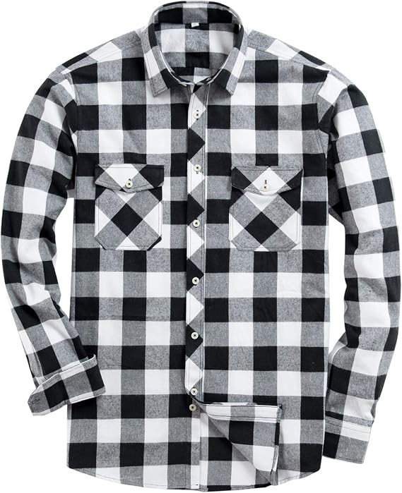 Alimens & Gentle Men's Button Down Regular Fit Long Sleeve Plaid Flannel Casual Shirts