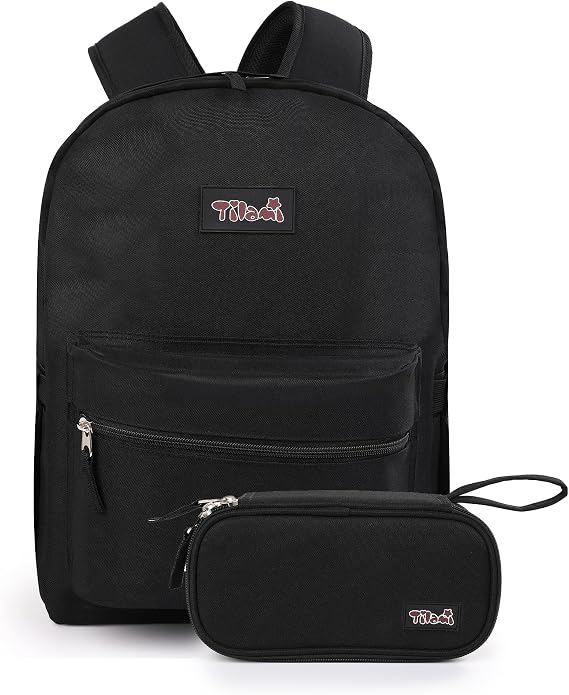 Tilami 20L Basic Backpack for Men and Women,17 inch Laptop Backpack for Travel,Black