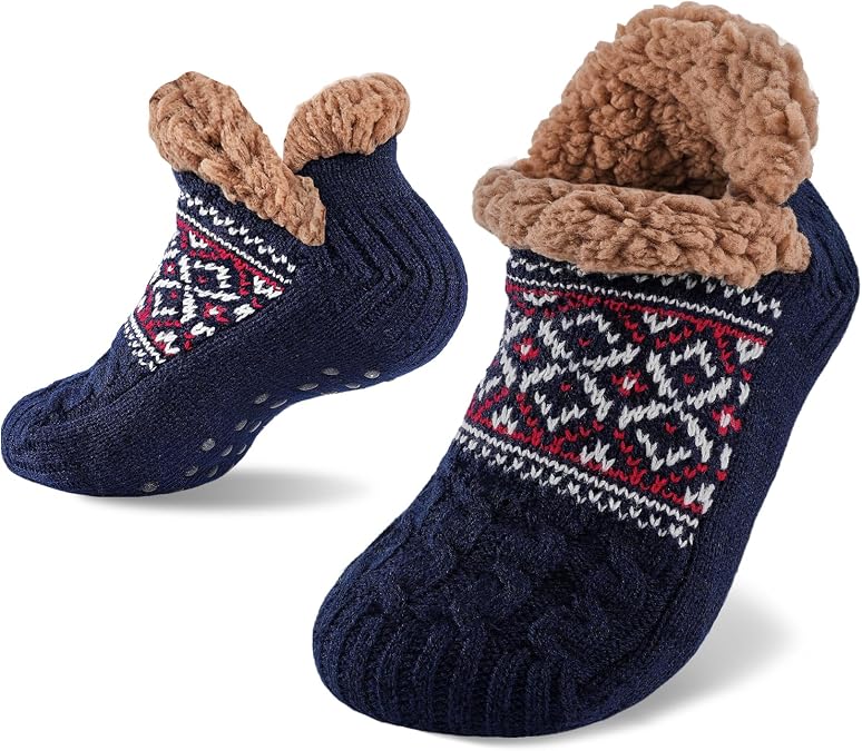 Niorasen Slipper Socks for Men/Women, Thick Thermal Non-Slip, Size 5-11