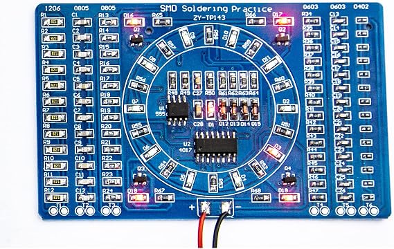 SMD Soldering Practice Board Skill Electronic Circuit Training NE555 CD4017 Rotating Flashing LED Components Suite DIY Kit