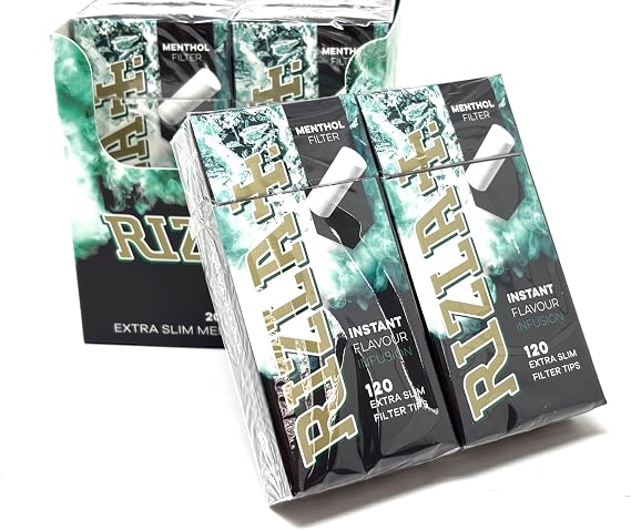 Rizla Menthol Extra Slim Filter Tips, Full Box of 20 Total 2400 Tips