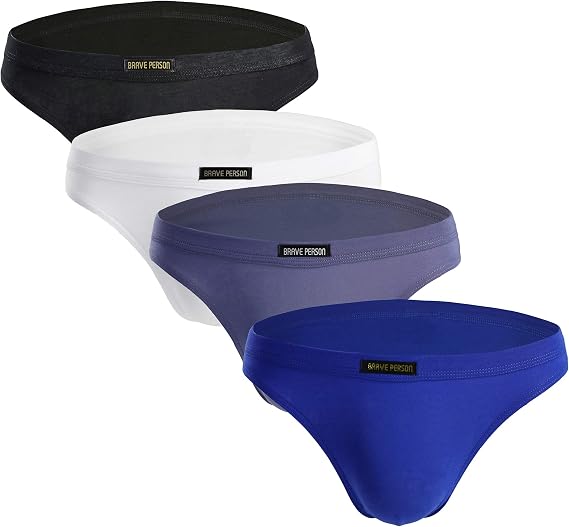 Mens Cotton Bikini Briefs Sexy Low Rise Underwear 4 Pack Multicolor
