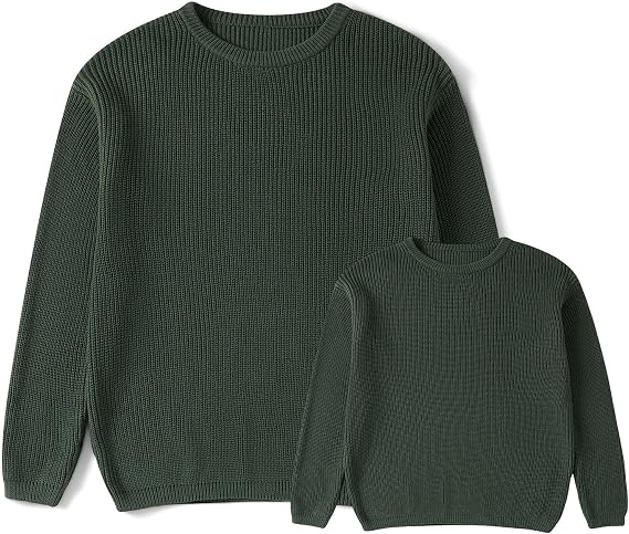 Mommy and Me Matching Outfits Long Sleeve Crewneck Chunky Knit Sweater Pullover Mom and Daughter Son Fall Outfits