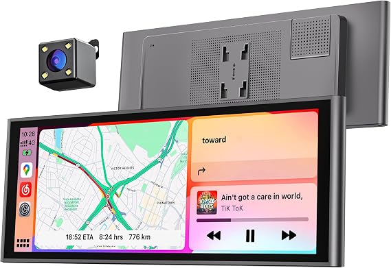 9.26" Carplay Screen for Car, Wireless Portable Car Play Screen for Apple CarPlay & Android Auto, OTA Updates, Backup Camera, Bluetooth 5.0, Mirror Link, Voice Control, GPS Navigation, FM