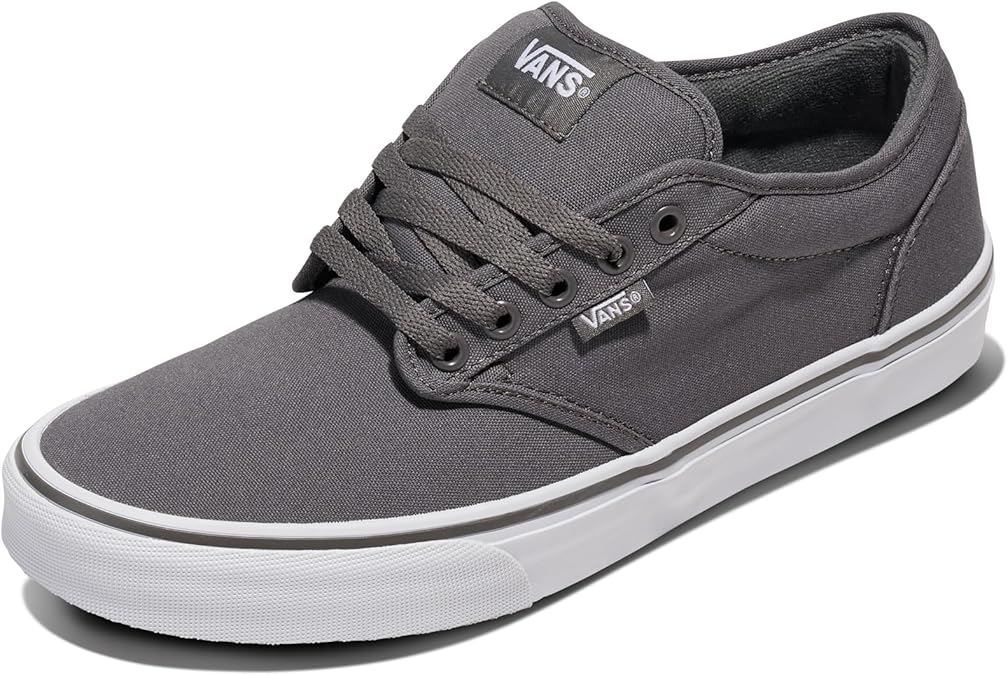 Vans Men's Atwood Shoe - Low-Top Fashion Sneakers for Work & Everyday Wear. (Canvas) Pewter/White. 8