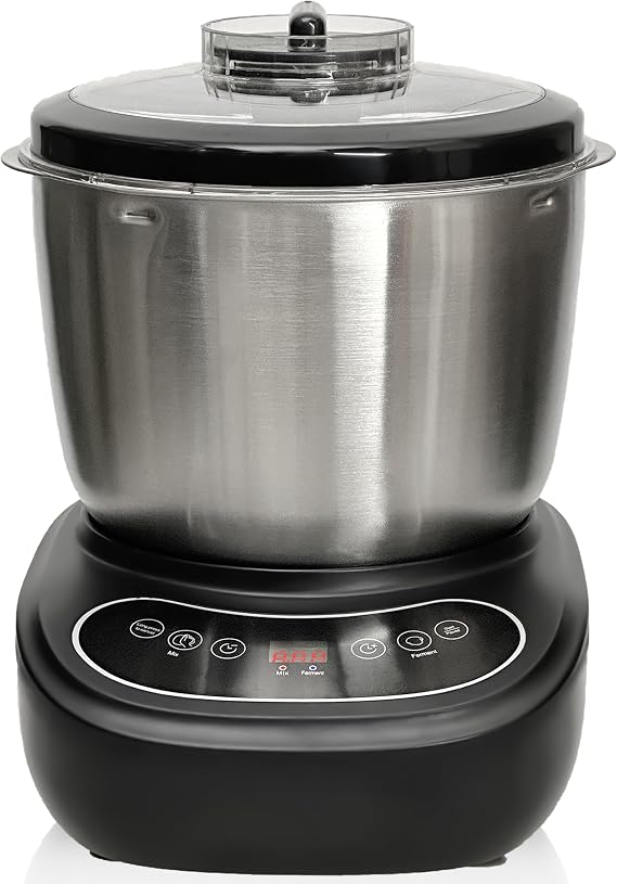 7.4QT Electric Dough Mixer for Bread and Pizza Dough, Dough Maker Featuring a Ferment Function.304 Stainless Steel Whisk and a Top Small Window for Easy Add Water and Seasoning(Black)