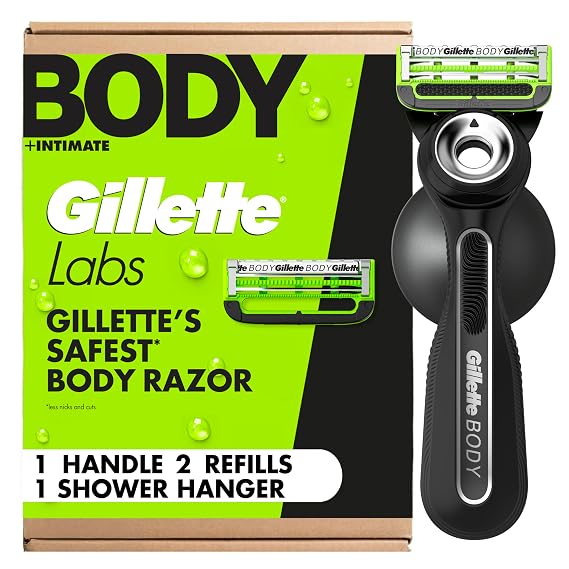 Gillette Labs Body + Intimate Razor For Men, Handle + 2 Blade Refills