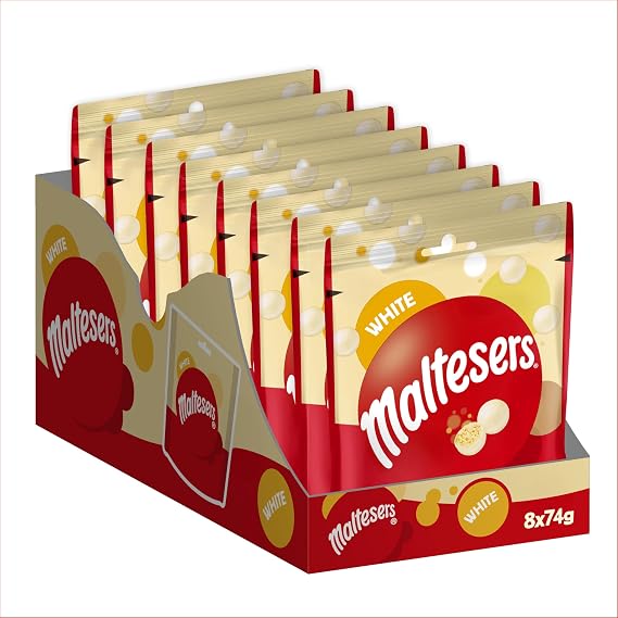 White Maltesers, White Chocolate & Honeycomb, Chocolate Treats, 8x74g Pouch