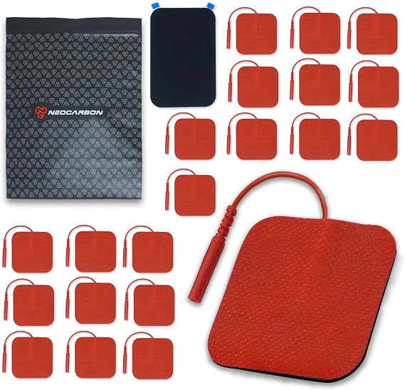 NEOCARBON Reusable Electrode Pads for TENS Pro Unit, Replacement, Red