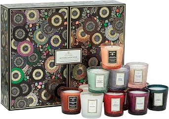 Voluspa Japonica Archive 12 Pc Votive Scented Candles Gift Set, 1.25 oz Each, Scented Candles for Home, 15 Hour Burn Time per Candle, Candle Jars Box