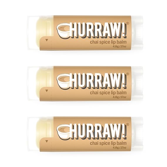 Hurraw! Chai Spice Lip Balm, 3 Pack: Organic, Certified Vegan, Cruelty and Gluten Free. Non-GMO, 100% Natural Ingredients. Bee, Shea, Soy and Palm Free. Made in USA