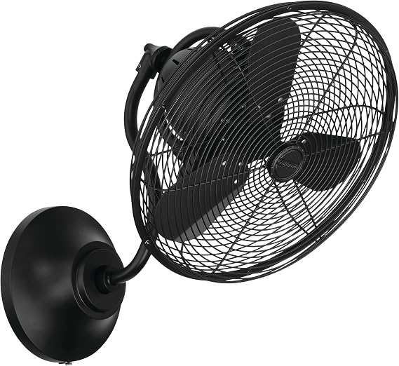 Craftmade Bellows I Indoor/Outdoor 14" Flat Black Finish Oscillation Wall Fan (Hardwired), Wall Control Included