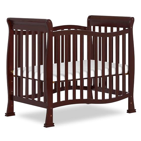 Dream On Me Violet 4-in-1 Convertible Mini Baby Crib in Espresso, Pinewood, 1 Mattress Pad, 3 Mattress Heights, Converts to Mini Day Bed & Twin-Size Bed, GreenGuard Gold & BSA Certified