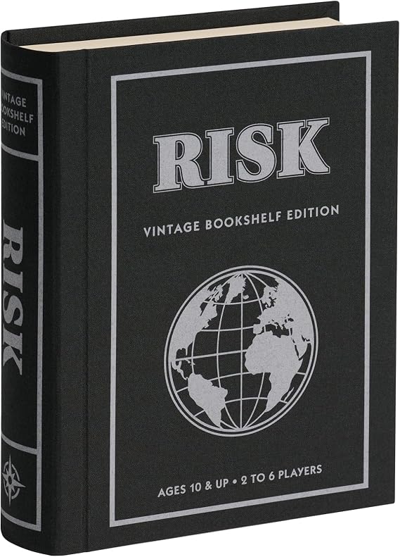 WS Game Company Risk Vintage Bookshelf Edition Classic Strategy Board Game | World Conquest Board Game for Kids and Adults, Linen-Wrapped Book Box, Integrated Storage, For 2-6 Players Ages 10 and Up