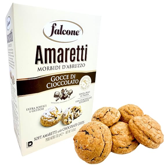 Falcone Soft Chocolate Amaretti Cookies from Italy 5.9 oz. (170g) Amaretto Cookies - Macaroons Chocolate - Biscotti - Italian Wedding Cookies - Macaroons - Imported Pastry Biscuits