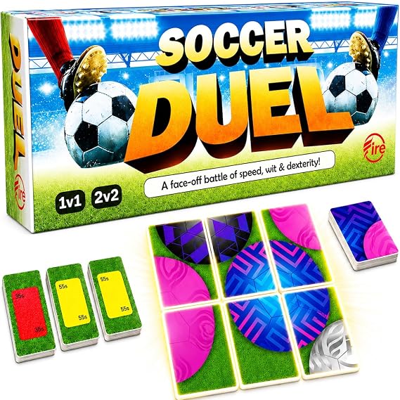 Soccer Duel Tile Game Fast-Paced Real-Time 1v1 Soccer Strategy Game | Head-to-Head Family Game for Kids, Teens & Adults | Screen-Free Travel Game