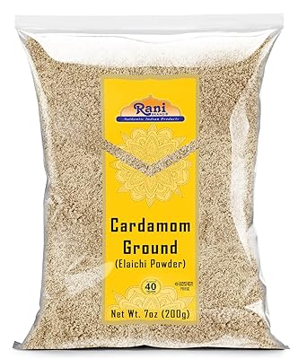 Rani Cardamom Elachi Ground, Powder Indian Spice 7oz 200g ~ All Natural | No Color Added | Gluten Friendly | Vegan | NON-GMO | Kosher | No Salt or Fillers