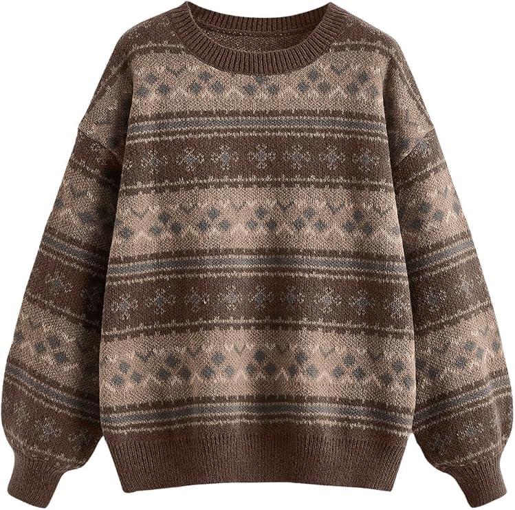 MakeMeChic Women's Striped Sweaters Halloween Vintage Grandpa Sweaters
