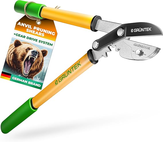 Grüntek Anvil Pruning Loppers 470 mm, Sharp Lopping Shear Grizzly 470 mm, with Gear Drive Cutting System. Two in ONE Secateur and loppers !!